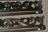 UNIQUE INTRICATELY HAND CARVED ORNATE WOOD HANGER 27” LONG (ROD, RACK) USED TO DISPLAY RARE OR PRECIOUS TEXTILES ON THE WALL, SUPERB BAS RELIEF LACY FOLIAGE & VINES MOTIF ITEM 260 COLLECTOR DECORATOR DESIGNER WALL ART DÉCOR DESIGN