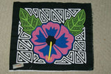 Kuna Indian Folk Art Mola from San Blas Islands, Panama. Hand stitched Applique: Pink Hibiscus Flower 14.5" x 12.5" (360)