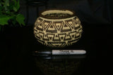 Colorful Highly Collectible & Unique Wounaan Indian Art Hösig Di Minute Minuscule Tight Weave Finest Art Geometric motif Basket 30026 DARIEN RAINFOREST PANAMA MUSEUM QUALITY INTRICATE MINUSCULE WEAVING black brown & white beige