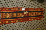 Hand woven Sumba Ikat Textile Warp Runner (50" x 12.5") Made from Hand spun Cotton, Dyed with Natural Pigments Bird Motif created with tiny Hand sewn Nassa Shells (SR5) earthtones with fringes wall Décor designer textile collector