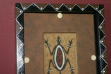 CUSTOM FRAMED Rare Tapa Kapa Bark Cloth (Kapa in Hawaii), from Lake Sentani, Irian Jaya, Papua New Guinea. Hand painted with natural pigments by a Tribal Artist: Abstract Geometric Stylized Turtle Motifs 11" x 9" (DFBA5)