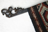 2 Hand carved Wood Elegant Unique Display Hanger Rack Rods Bars with Ornate Finials at each end 43" Long Created to Display Precious Textiles: Antique Tapestry Runner Obi Needlepoint Fabric Panel Quilt Rare Cloth etc… Designer Collector Wall Décor