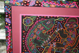 Kuna Indian Folk Art Mola Blouse Panel from San Blas Islands, Panama: Hand Stitched Geometric Abstract Applique: Maracas, Rattle Musical Motif  17.5" x 12.75" (16B)