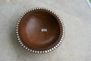 STUNNING UNIQUE HAND CARVED ROSEWOOD MUSEUM MASTERPIECE SERVING PLATTER DISH BOWL WITH MOTHER OF PEARL TEAR INSERTS & DELICATE LACY BORDER RENOWNED SCULPTOR REMOTE TROBRIAND ISLANDS MELANESIA SOUTH PACIFIC  KULA RING COLLECTOR DESIGNER 2A42