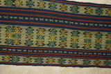 Hand woven Intricate Sumba Songket Hinggi Ikat Textile Runner (61' x 12") with Geometric designs, Made from Handspun Cotton Dyed with Natural Pigments (SR71) with fringes wall Décor designer textile collector unique earthtones