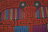 Kuna Indian Folk Art Mola Blouse Panel from San Blas Islands, Panama. Hand stitched Applique: Seagull Bird on Shore 16.5" x 12.25"  (93B)