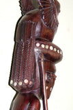 Museum quality Cannibal Warrior Head Hunter Rosewood statuette effigy mother pearl oceanic art