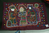 Kuna Indian Folk Art Mola Blouse Panel Applique from San Blas Islands, Panama. Hand stitched Textile Applique: People's Harvest, Eating Fruit 18" x 13.25" (33B)
