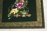 Huge Hmong Tribe Colorful Artwork Silk Embroidery Needlework Original Museum Art Masterpiece of Japanese Bouquet Floral Arrangement in vase, orchids & lilies, Hand stitched by Talented artist Mats & Frame Hand painted & signed DFH19 31" x 27 1/2"