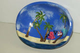 Unique cute Cabin, cabana or Home  Décor: Large Hand Painted  with detail Wood Wooden Box with Caribbean Beach Ocean Seascape Palm Trees signed by Florida Artist  19 1/4" x 11" x 4"