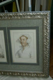 Two 1884 antique original folio stipple engravings Holbein’s famous Court portraits 135 years old  stunning renditions of Lady Marchioness of Dorset & Lady Rich Framed in huge frame with 5 mats, one of them hand painted by artist 33" X 26.5"