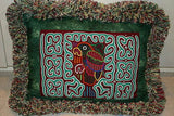 Kuna Indian Folk Art Mola Blouse Panel from San Blas Islands, Panama. Hand-stitched Applique: Flounder Flat Fish Motif 15" x 11.75" (46A)