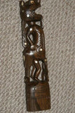 Rare Hand Carved Wood & Mother of Pearl Chief Power staff, magic amulet: Dragon sticking his tongue to intimidate & scare evil spirits, Trobriand Islands, Massim Culture, Kula Ring, South Pacific (1A1)
