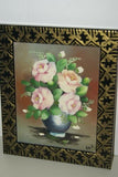 12.5”x 10.5” BALINESE PAINTING ON CANVAS ROSE BOUQUET IN VASE ITEM DFBF3