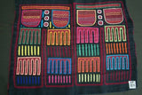 Kuna Indian Folk Art Mola Blouse Panel from San Blas Islands, Panama. Hand stitched Applique: Multicolor Chief's Trousers, Pantalones, Britches, Party Pants 16.5" x 13"  (78A)