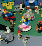 CUSTOM LEGO SET WITH OVER 12 BUILDS: 1488 PCS, 25 NOW RARE RETIRED MINIFIGURES. ENTRANCE ARCH, AMUSEMENT PARK, RIDES & GAMES, POLICE QUARTERS, PUBLIC RESTROOMS, FOUNTAIN, MANY ACCESSORIES. kit 23