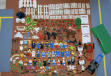 UNIQUE CUSTOM LEGO SET, POOL PARTY AT THE BERMUDA RANCH: 1101 PCS: 27, NOW RARE, RETIRED "TOWN" MINIFIGURES (1978-2010). HORSES, COLT, DOG, OWL, HOUSE, STABLES, GARDENS, FOUNTAIN, VEHICLES, BUGGIES, HARBOUR, MULTIPLE ACCESSORIES ETC (KIT 19)