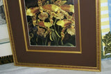 Artist Alexandre Brun Orchid Art Odontoglossum flower Print Framed in Unique Designer Frame with minute hand painted detail of basket weave plus 1 mat, very large 21.75" X 18.5" extremely decorative, home wall décor, one of a kind.