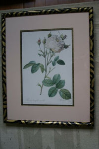 SIGNED UNIQUE DETAILED ARTIST HANDPAINTED FRAME MATTED REDOUTE PRINT ROSES RE6