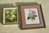 2 Framed 1 Hand-painted canvas Oil signed Roses + 1 Limited Edition Redoute Print