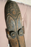 RARE UNIQUE OCEANIC ART VERY LARGE HAND CARVED TRIBAL WOOD ANCESTRAL ORACLE SPIRIT MASK NATURAL PIGMENTS COLLECTED IN JAPANDAI VILLAGE, EAST SEPIK PAPUA NEW GUINEA 13A15 PROTECTIVE & CONSULTED FOR ADVICE. DESIGNER DECORATOR COLLECTOR  24"x 7"x 4"