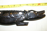 SOLD RARE HANDCARVED EBONY MOTHER PEARL CROCODILE TROBRIANDS OCEANIC ART 1A5