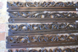 UNIQUE INTRICATELY HAND CARVED ORNATE WOOD HANGER 32” LONG (ROD, RACK) USED TO DISPLAY RARE OR PRECIOUS TEXTILES ON THE WALL, SUPERB BAS RELIEF CHOICE BETWEEN 3 LACY FOLIAGE VINES & FLOWER MOTIF ITEM 3022, 3025 OR 3026 COLLECTOR DESIGNER ARTWORK