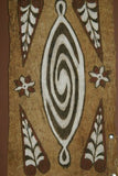 Rare Tapa Kapa Bark Cloth (Called Kapa in Hawaii), from Lake Sentani, Irian Jaya, Papua New Guinea. Hand painted by a Tribal Artist with natural pigments, Abstract Geometric Stylized leaves & flowers Motifs 21,5"x10" No 21