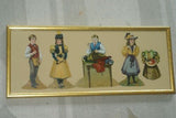 EPHEMERA AMERICANA ANTIQUE WHIMSICAL ART: 1895 FRAMED VICTORIAN, DIE CUT, TRADE CARD 12.5” x 6.5”: NEW ENGLAND MINCE MEAT, PAPER DOLL (DFPO1I) ARTIST DETAILED HAND PAINTED FRAME SIGNED DESIGNER COLLECTOR COLLECTIBLE WALL DECOR