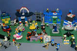 CUSTOM LEGO SET WITH OVER 12 BUILDS: 1488 PCS, 25 NOW RARE RETIRED MINIFIGURES. ENTRANCE ARCH, AMUSEMENT PARK, RIDES & GAMES, POLICE QUARTERS, PUBLIC RESTROOMS, FOUNTAIN, MANY ACCESSORIES. kit 23