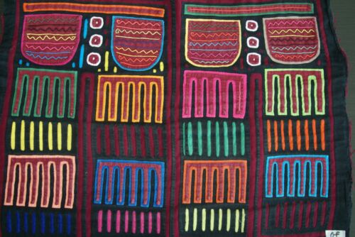 Kuna Indian Folk Art Mola Blouse Panel from San Blas Islands, Panama. Hand stitched Applique: Multicolor Chief's Trousers, Pantalones, Britches, Party Pants 16.5