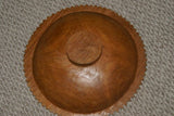 STUNNING ONE OF A KIND HAND CARVED ROSEWOOD MUSEUM MASTERPIECE SERVING PLATTER DISH BOWL WITH MOTHER OF PEARL INSERTS & DELICATE LACY BORDER RENOWNED SCULPTOR REMOTE TROBRIAND ISLANDS MELANESIA KULA RING COLLECTOR DESIGNER 2A45 13”X 4”