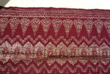 Old Superb Ceremonial Balinese hand woven textile Antique Burgundy Red Embroidery Brocade damask Wedding Songket with Metallic Gold Threads 38" x 17" (SG29) Collected in Klunkung Regency, Bali & belonging to Nobility royalty
