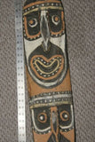 RARE MINDJA MINJA HAND CARVED YAM HARVEST UNIQUE CLAN SPIRIT MASK POLYCHROME  WITH NATURAL PIGMENTS PAPUA NEW GUINEA PRIMITIVE ART HIGHLY COLLECTIBLE DOUBLE FACE AND PHALLIC NOSE WASKUK 11A18: 33 X 7"X 3"