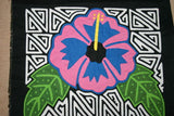 Kuna Indian Folk Art Mola from San Blas Islands, Panama. Hand stitched Applique: Pink Hibiscus Flower 14.5" x 12.5" (360)
