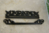 2 Hand carved Wood Elegant Unique Display Hanger Rack Rods Bars with Ornate Finials at each end 19" Long Created to Display Precious Textiles: Antique Tapestry Runner Obi Needlepoint Fabric Panel Quilt Rare Cloth etc… Designer Collector Wall Décor