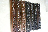 UNIQUE INTRICATELY HAND CARVED ORNATE WOOD HANGER 28” LONG (ROD, RACK) USED TO DISPLAY RARE OR PRECIOUS TEXTILES ON THE WALL, SUPERB BAS RELIEF LACY FOLIAGE & VINES MOTIF ITEM 1042 COLLECTOR DECORATOR DESIGNER WALL ART DÉCOR DESIGN