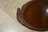 STUNNING ROSEWOOD WOOD MUSEUM MASTERPIECE SAGO PLATTER DISH BOWL DELICATELY CARVED INTO A LARGE FISH BY RENOWNED TRIBAL SCULPTOR FROM  REMOTE TROBRIAND ISLANDS MELANESIA SOUTH PACIFIC COLLECTOR DESIGNER 2A40 11"X7.5"x2.5”
