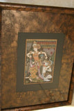 TRADITIONAL BALINESE MINIATURE INK PAINTING BY KNOWN PENGOSEKAN ARTIST TOPENG MASK MONKEY DANCE UBUD ART WITH MINUTE INTENSE DETAIL PROFESSIONALLY FRAMED IN HAND PAINTED FRAME WITH 3 MATS, DFBT17 BALI ART DESIGNER DECORATOR COLLECTOR WALL DECOR