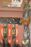 UNIQUE INTRICATELY HAND CARVED ORNATE WOOD HANGER 32” LONG (ROD, RACK) USED TO DISPLAY RARE OR PRECIOUS TEXTILES ON THE WALL, SUPERB BAS RELIEF CHOICE BETWEEN 3 LACY FOLIAGE VINES & FLOWER MOTIF ITEM 363, 364 OR 365 COLLECTOR DECORATOR DESIGNER WALL ART