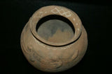 Rare 1980's Vintage Collectible Primitive Hand Crafted Vermasse Terracotta Pottery, Vessel from East Timor Island, Indonesia: 3D Raised Relief Decorative Geometric & Gecko Motifs colored with natural earth tone pigments 7" x 9" (24 Diameter) P30