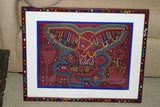 Huge Kuna Indian Mola Fabric Panel Applique from San Blas Islands. Hand-stiched Textile Applique: Women and Birds Motif  24"x17"  (21A)