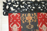8 Hand carved Wood Elegant Unique Display Hanger Rack Rods Bars with Ornate Finials at each end 47" Long Created to Display Precious Textiles: Antique Tapestry Runner Obi Needlepoint Fabric Panel Quilt Rare Cloth etc… Designer Collector Wall Décor