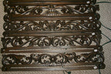 UNIQUE INTRICATELY HAND CARVED ORNATE WOOD HANGER 27” LONG (ROD, RACK) USED TO DISPLAY RARE OR PRECIOUS TEXTILES ON THE WALL, SUPERB BAS RELIEF CHOICE BETWEEN 3 LACY FOLIAGE VINES & FLOWER MOTIF ITEM 271, 274 OR 375 COLLECTOR DECORATOR DESIGNER WALL ART