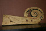 EXTREMELY RARE SOUTH PACIFIC OCEANIC ART  PROW BOARD TABUYA WAVE SPLITTER FROM SEAFARING CANOE, TROBRIAND ISLANDS MELANESIA PNG. HAND CARVED WOOD CIRCA 1950 SUCH ARE SEEN IN MUSEUMS DISPLAYING ARTIFACTS FROM REMOTE  CULTURES DESIGNER  COLLECTOR TAB8