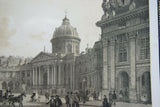 19TH CENTURY FRAMED PARIS IN ITS SPLENDOR 1861 ORIGINAL ARCHITECTURE ANTIQUE FOLIO LITHOGRAPH PALAIS DE L'INSTITUT, PARIS, FRANCE DOUBLE MATTED & FRAMED PROFESSIONALLY