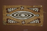 Rare Tapa Kapa Bark Cloth (Called Kapa in Hawaii), from Lake Sentani, Irian Jaya, Papua New Guinea. Hand painted by a Tribal Artist with natural pigments, Abstract Geometric Stylized leaves & flowers Motifs 21,5"x10" No 21