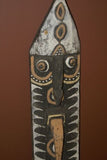 RARE MINDJA MINJA HAND CARVED YAM HARVEST UNIQUE CLAN SPIRIT MASK POLYCHROME  WITH NATURAL PIGMENTS PAPUA NEW GUINEA PRIMITIVE ART HIGHLY COLLECTIBLE DOUBLE FACE AND PHALLIC NOSE WASKUK 11A1: 50 X 13,5"X 4"