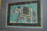 ORIGINAL GONGBI MUGHAL ART BEAUTIFUL FRAMED LARGE PERSIAN INK MINIATURE PAINTING ON SILK FROM NEPAL EXTREMELY DETAILED RENDITION OF COURT ELEPHANT IN ORNATE GARB DFN12 DECORATOR DESIGNER COLLECTOR WALL ART HOME DECOR 22”X18”