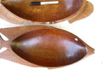 2 STUNNING HUGE (21X10” & 18X7”) HAND CARVED ROSEWOOD MUSEUM MASTERPIECES PLATTER DISH BOWLS  ONE IS A FISH SCULPTURE & OTHER A MARINE TURTLE  BY RENOWNED TRIBAL SCULPTOR TROBRIAND ISLANDS MELANESIA SOUTH PACIFIC COLLECTOR DESIGN 2A146 & 2A235